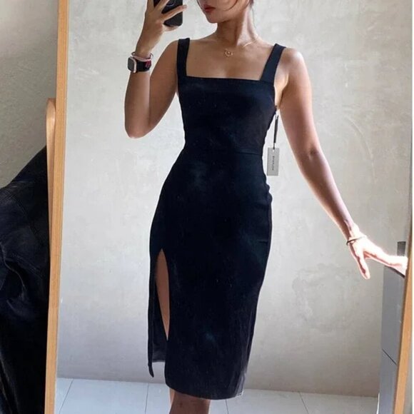 Aritzia Babaton 90's Slit Midi Dress Black Size 10 - Picture 6 of 12
